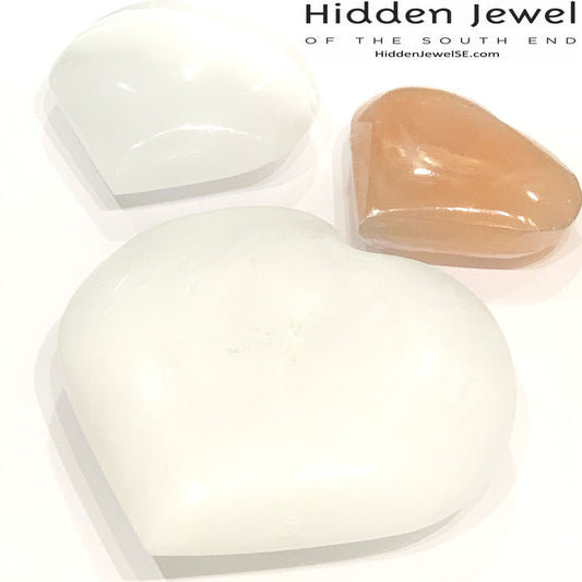 Selenite heart shaped gemstone