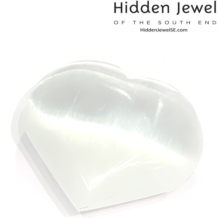 Selenite heart shaped gemstone