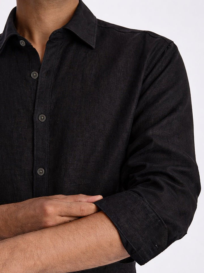 Shadow 100% European Linen Black Shirt