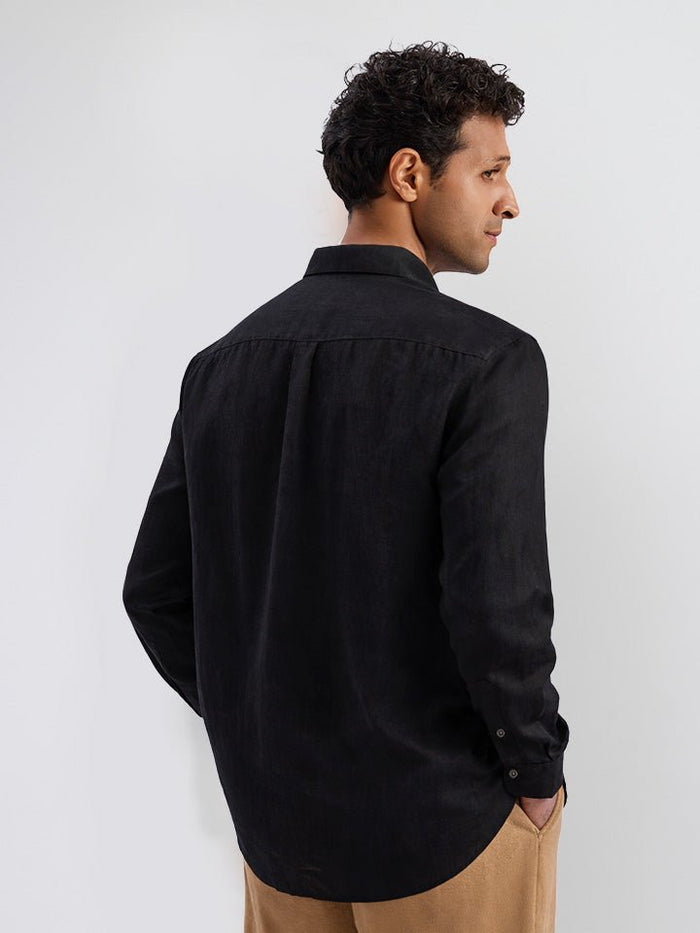 Shadow 100% European Linen Black Shirt