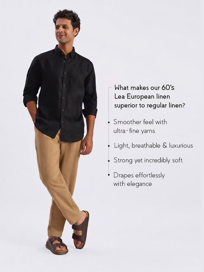 Shadow 100% European Linen Black Shirt