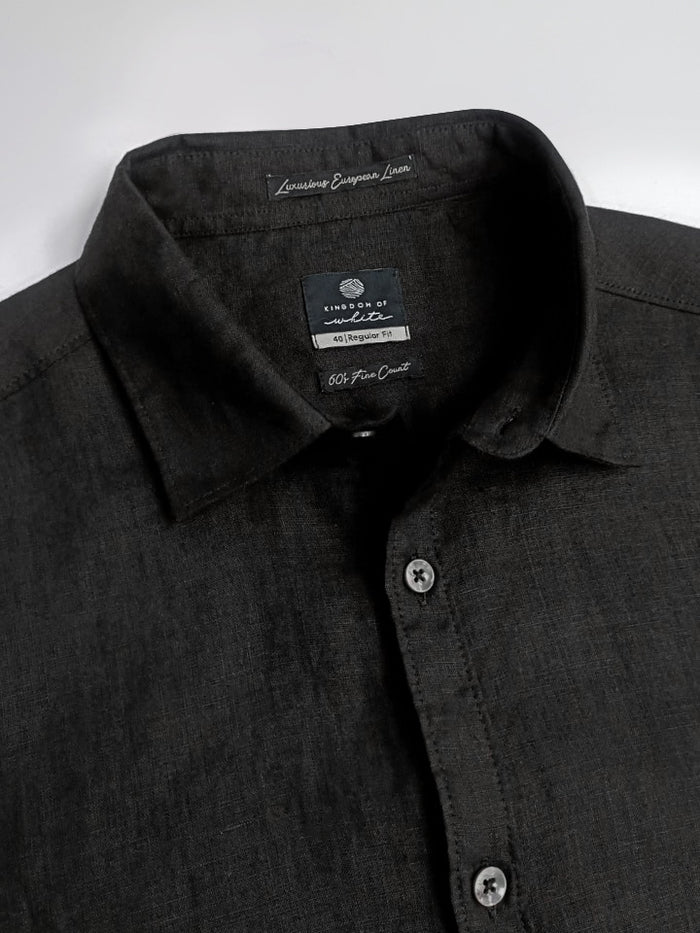 Shadow 100% European Linen Black Shirt
