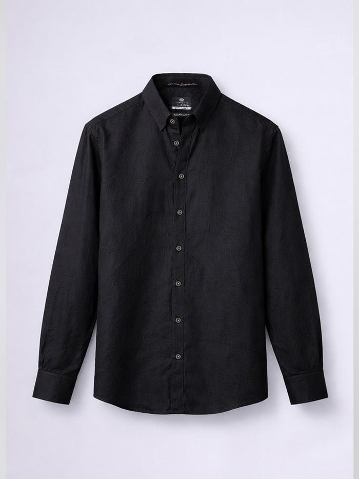 Shadow 100% European Linen Black Shirt