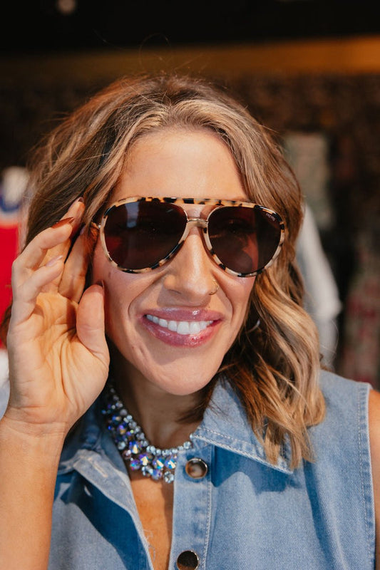 Shay Sunglasses In Milky Tortoise/Solid Brown - Macoma Boutique310 Accessories/Jewelry