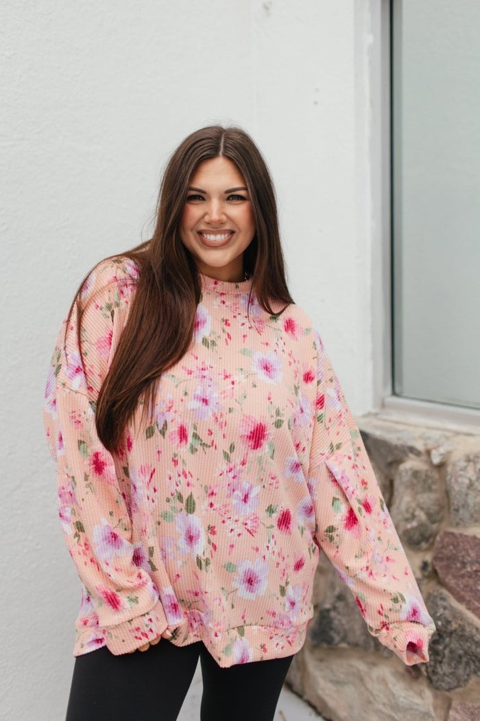 Sierra Pullover In Peach - Reg & Curvy - Macoma Boutique120 Long Sleeve