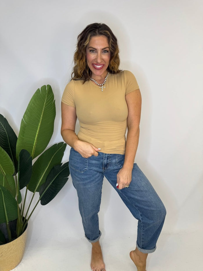 Slimm T-Shirt In Nude - Reg & Curvy - Macoma Boutique100 Short Sleeve