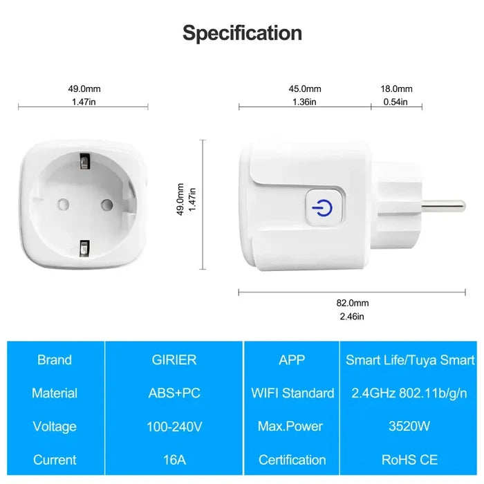 The product is shown with the measurements of the adapt socket
