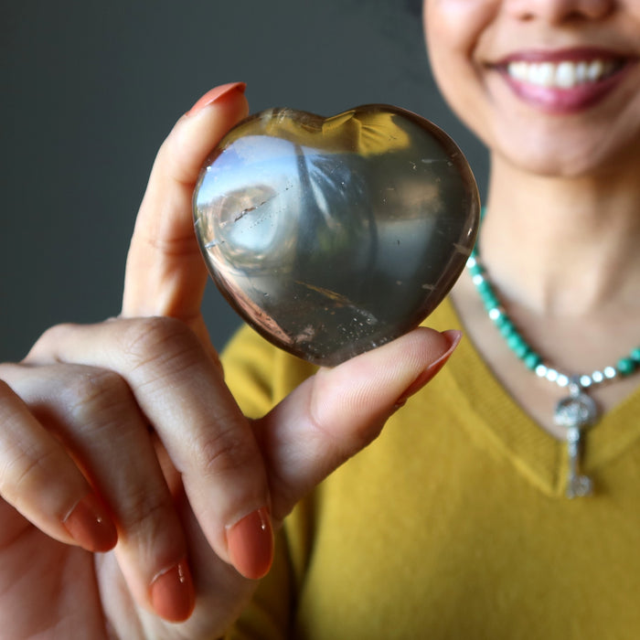 smoky quartz heart