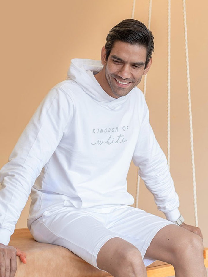 Snooze White Pure Cotton Logo Print Hoodie