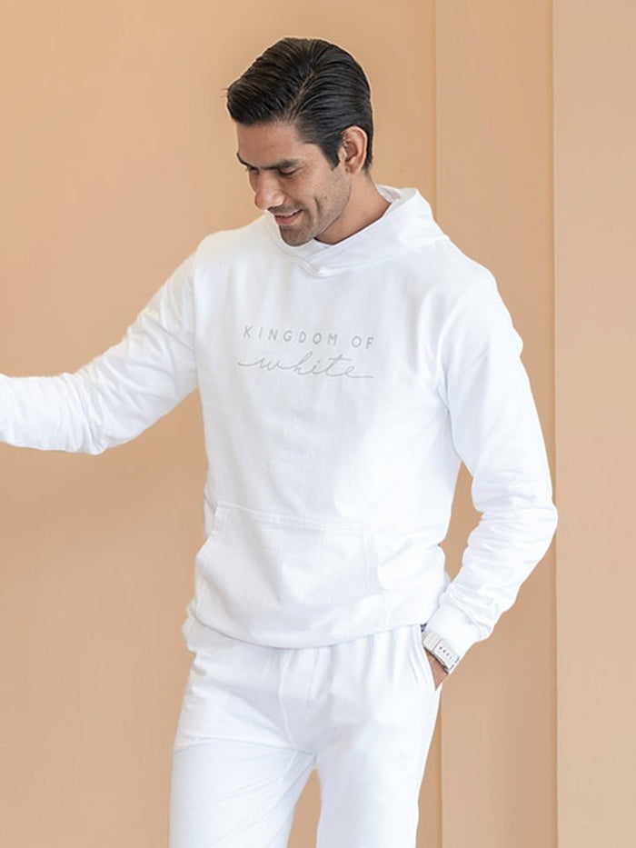 Snooze White Pure Cotton Logo Print Hoodie