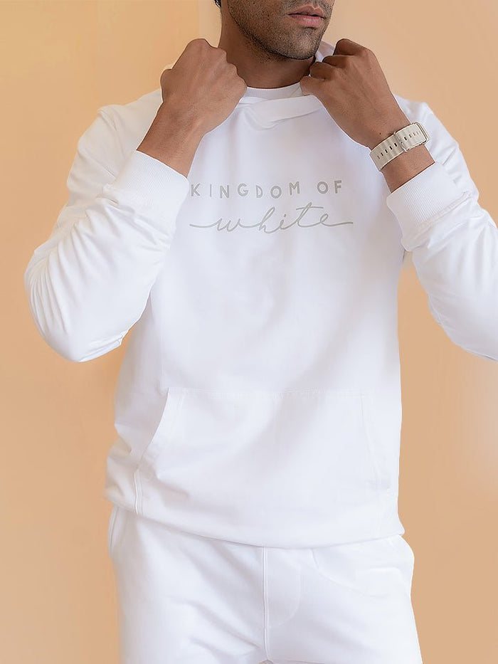 Snooze White Pure Cotton Logo Print Hoodie