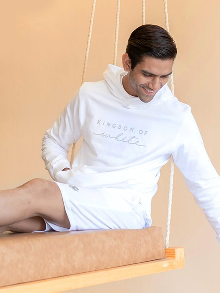 Snooze White Pure Cotton Logo Print Hoodie
