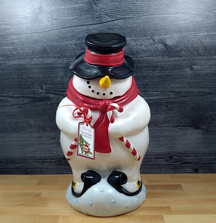 Snowman Cookie Jar Canister Mr Mogul Blue Sky Clayworks Heather Goldminc