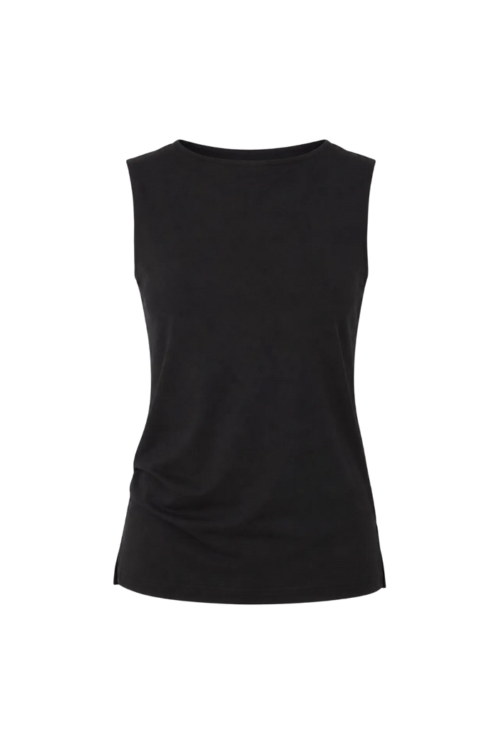 Majestic Soft Touch Semi-Relaxed Boatneck Tank in noir