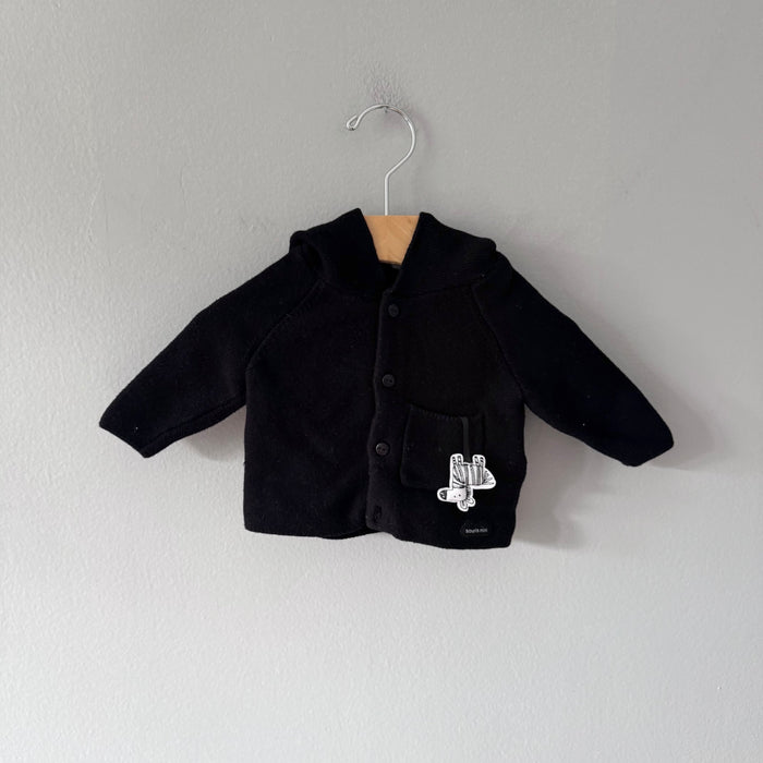 Souris mini / Black cotton cardigan / 0-3M
