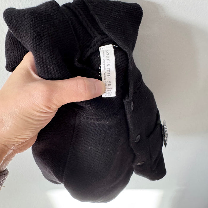 Souris mini / Black cotton cardigan / 0-3M