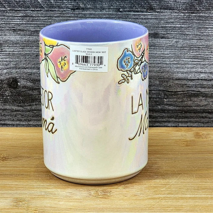 Spanish Coffee Mug La Mejor Mama "Best Mom" Cup Floral Blue Sky Ceramic 18oz