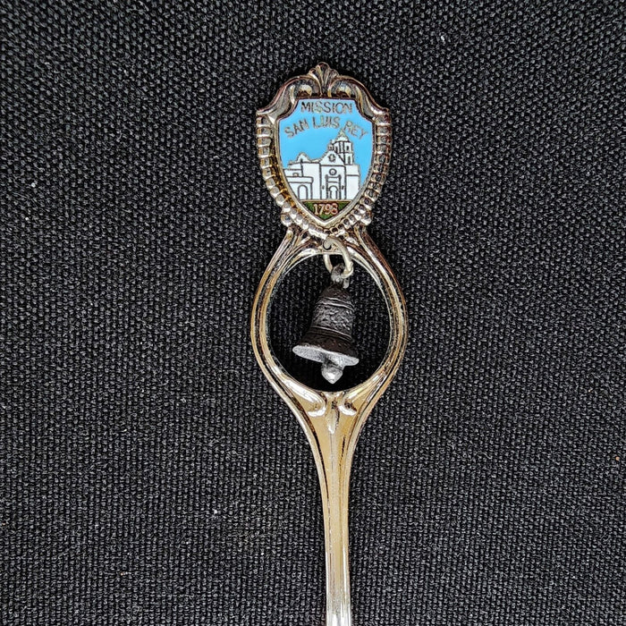 Spanish Mission San Luis Rey Collectible Travel Souvenir Spoon 4.5" Bell Dangler