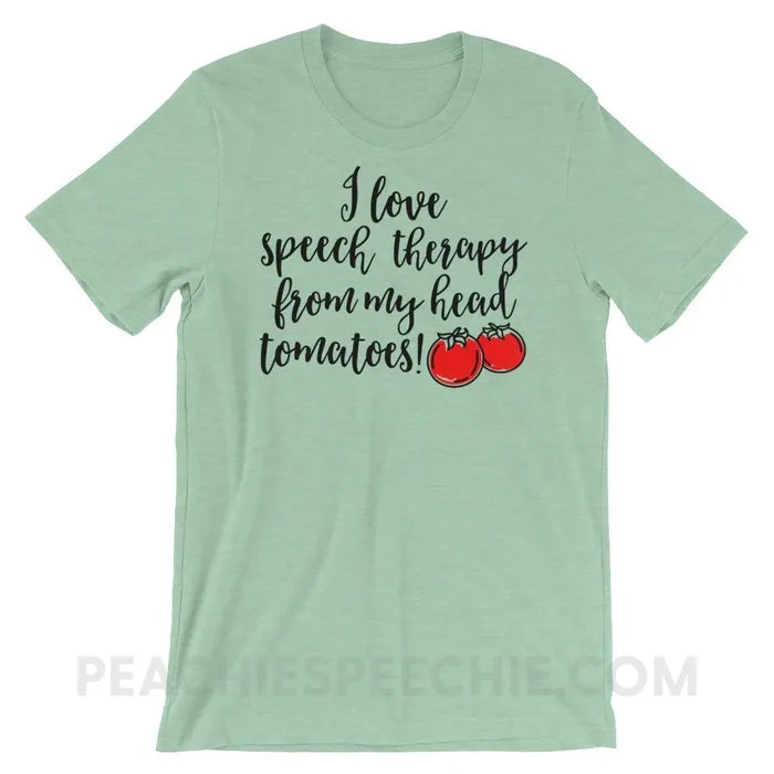 Speech Tomatoes Premium Soft Tee - Heather Prism Mint / XS - T-Shirts & Tops peachiespeechie.com