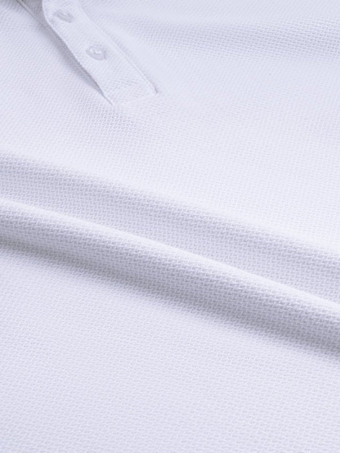 White Knitted Cotton Polo T-Shirt - Stallion