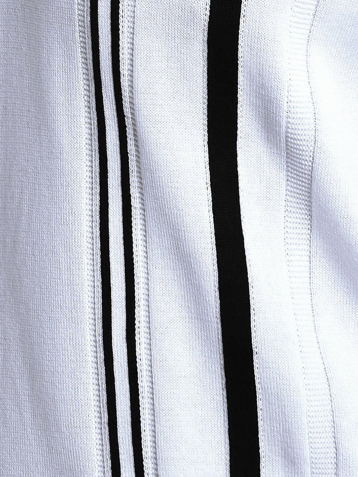 Stripezone White Monochrome Knit Polo Shirt - Black & white