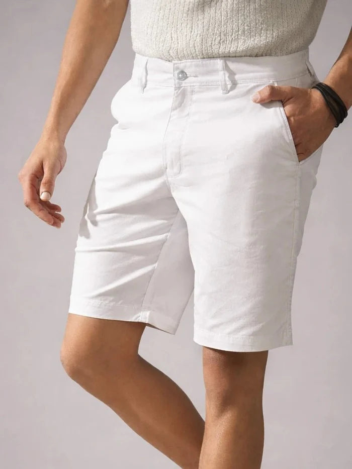 Stroll White Stretch Cotton Shorts for men