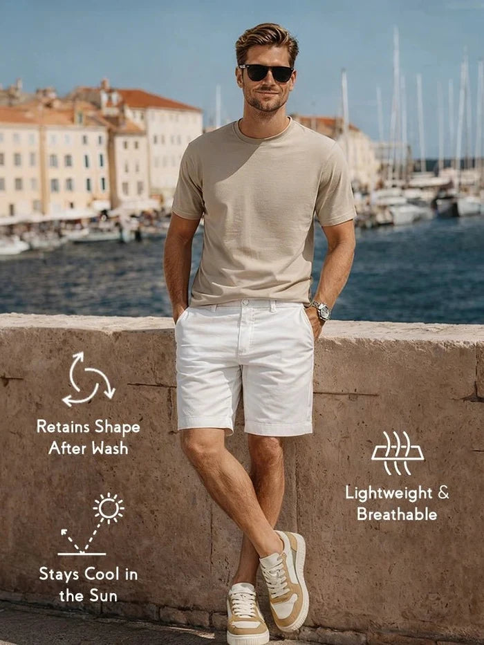 Stroll White Stretch Cotton Shorts for men