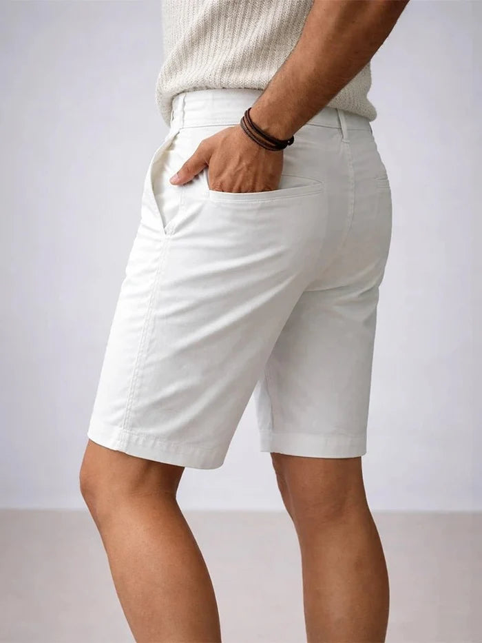 Stroll White Stretch Cotton Shorts for men