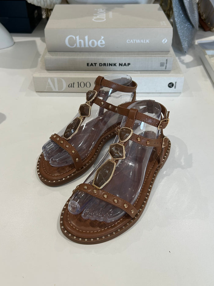 Studded Marble Flat Sandals (3 Colours)