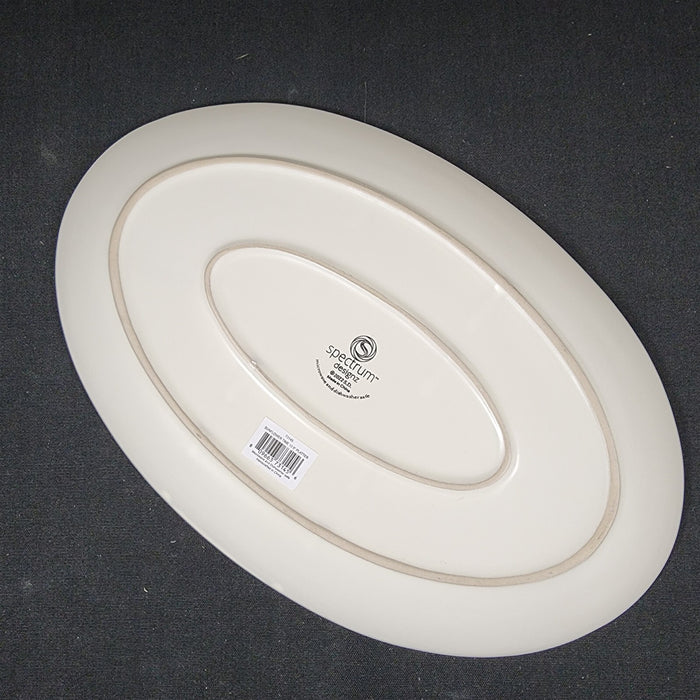 Sunflower Oval Platter Tray 14x9” Ceramic Embossed By Spectrum Blue Sky Harvest