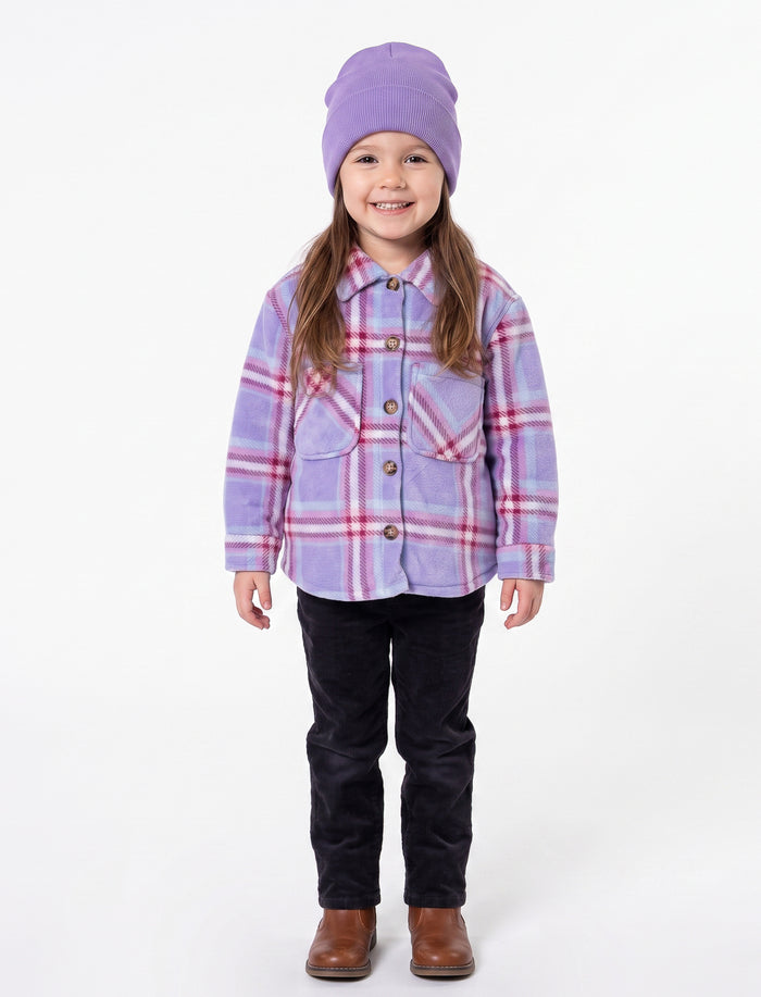 Surchemise en sherpa à carreaux pour fille
