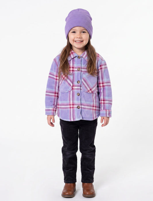 Surchemise en sherpa à carreaux pour fille