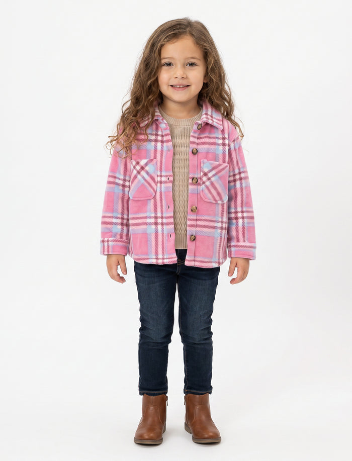 Surchemise en sherpa à carreaux pour fille