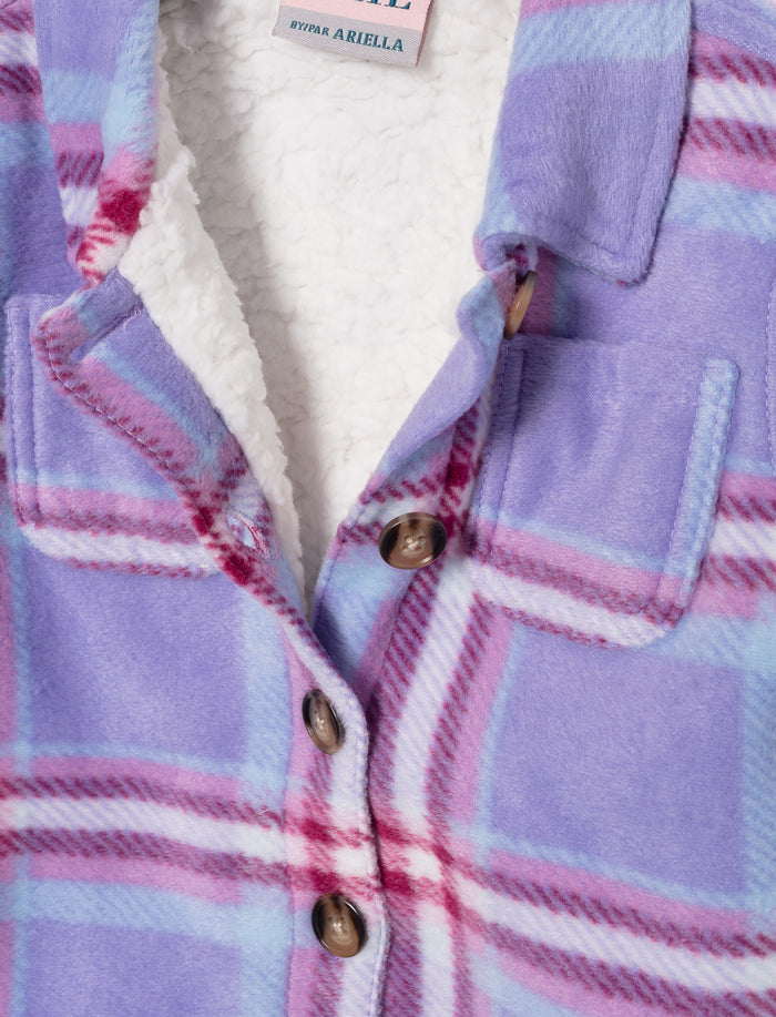 Surchemise en sherpa à carreaux pour fille