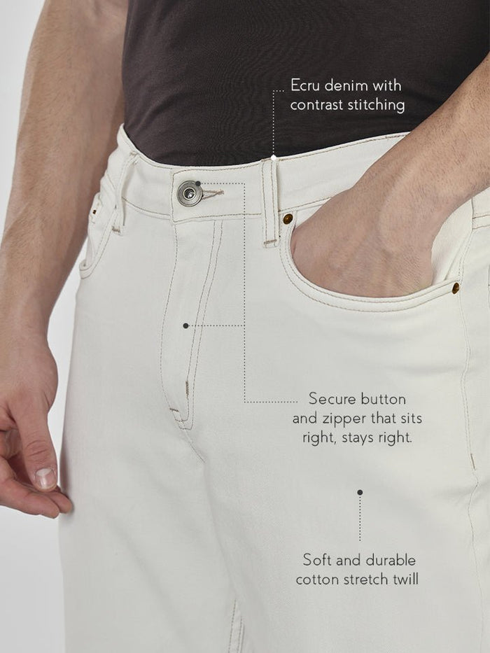 Surge White Stretch Cotton Denim