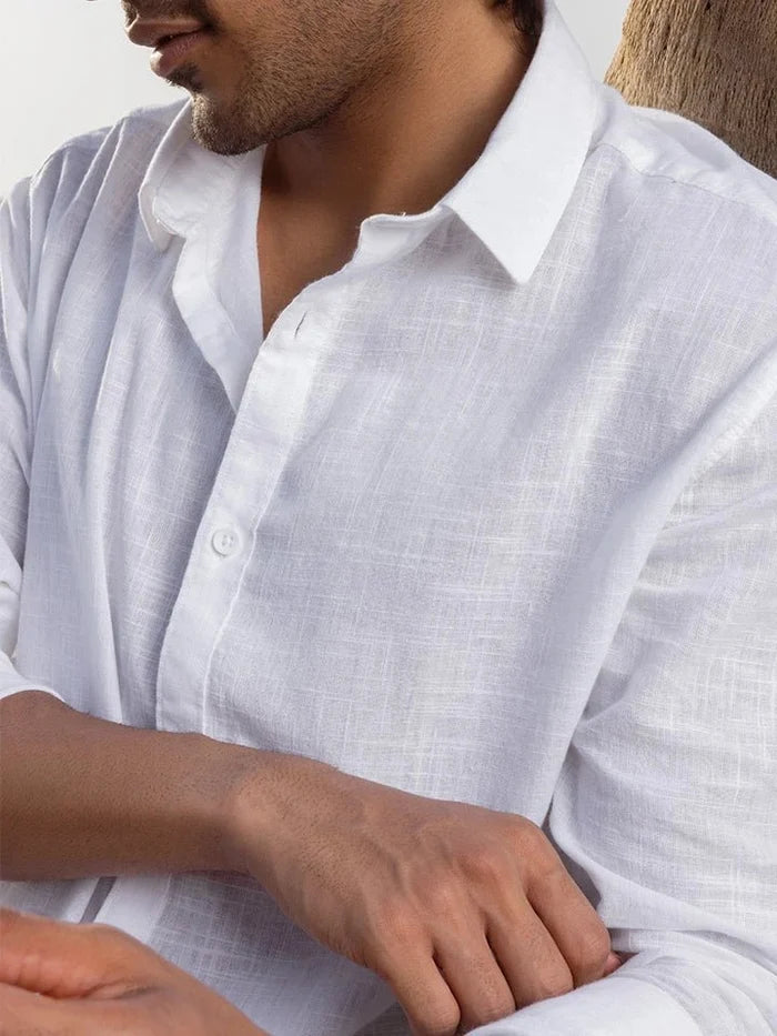 Svetah White Cotton American Placket Shirt