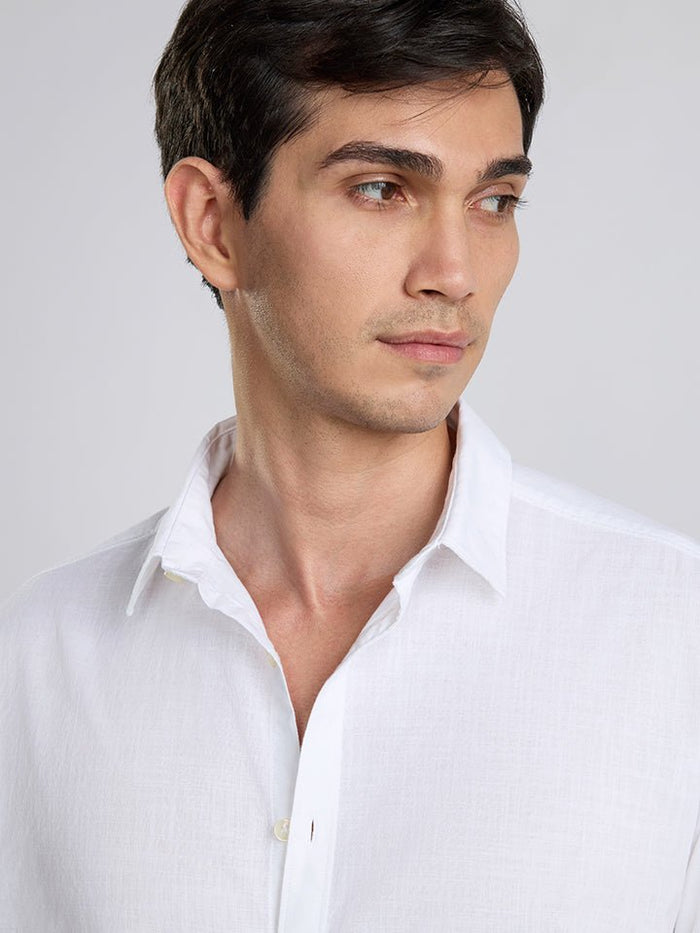 Svetah White Cotton American Placket Shirt