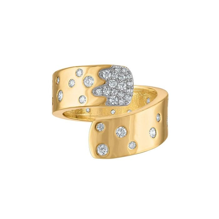 Swirl Scattered Pave Ring in Silver/Gold - Macoma Boutique555 Presales