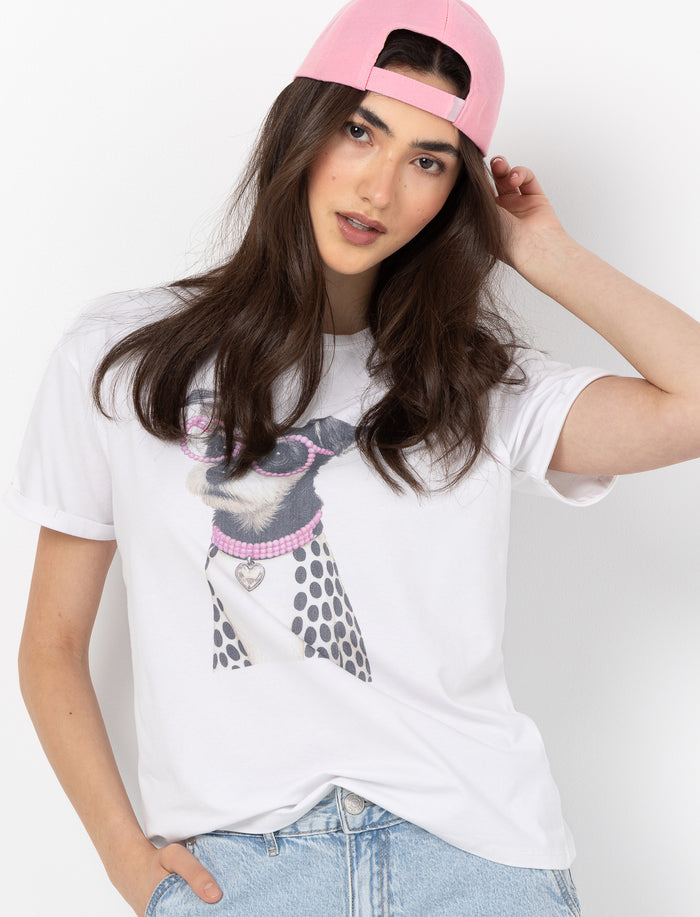 T-shirt à col rond imprimé pour femme