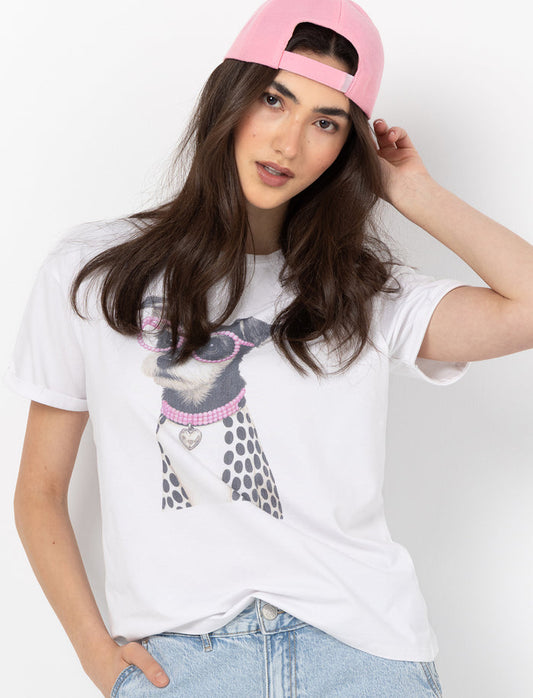 T-shirt à col rond imprimé pour femme