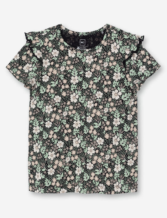 T-shirt à manches courtes à volants pour petite fille