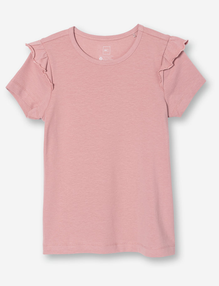 T-shirt à manches courtes à volants pour petite fille