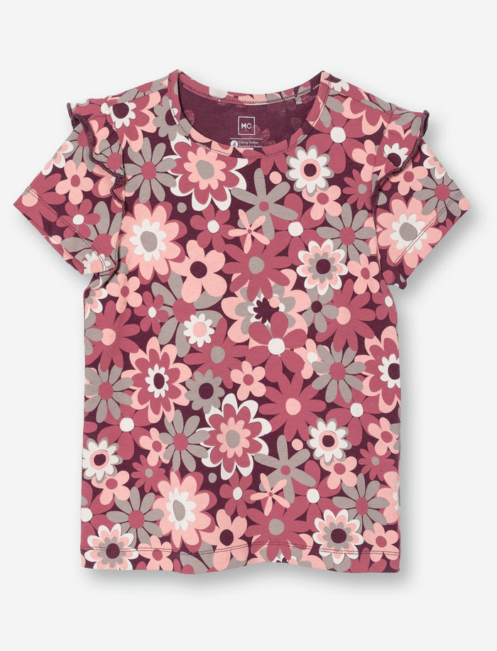 T-shirt à manches courtes à volants pour petite fille