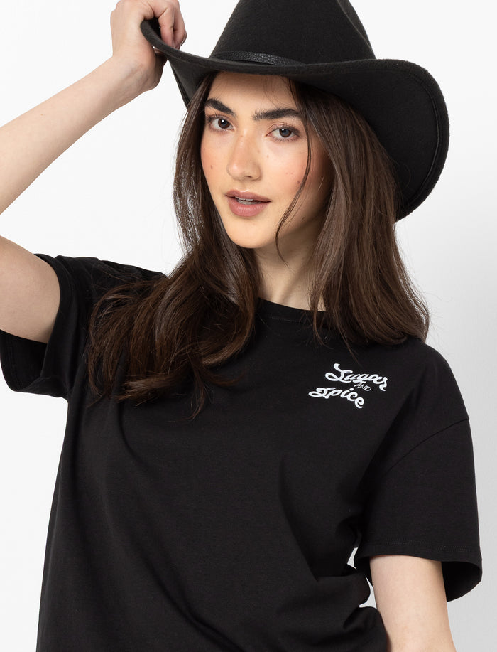 T-shirt à manches courtes imprimé au dos pour femme