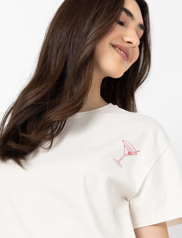 T-shirt à manches courtes imprimé au dos pour femme