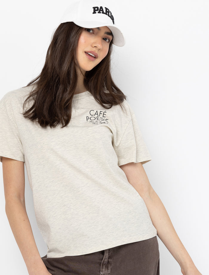 T-shirt à manches courtes imprimé au dos pour femme