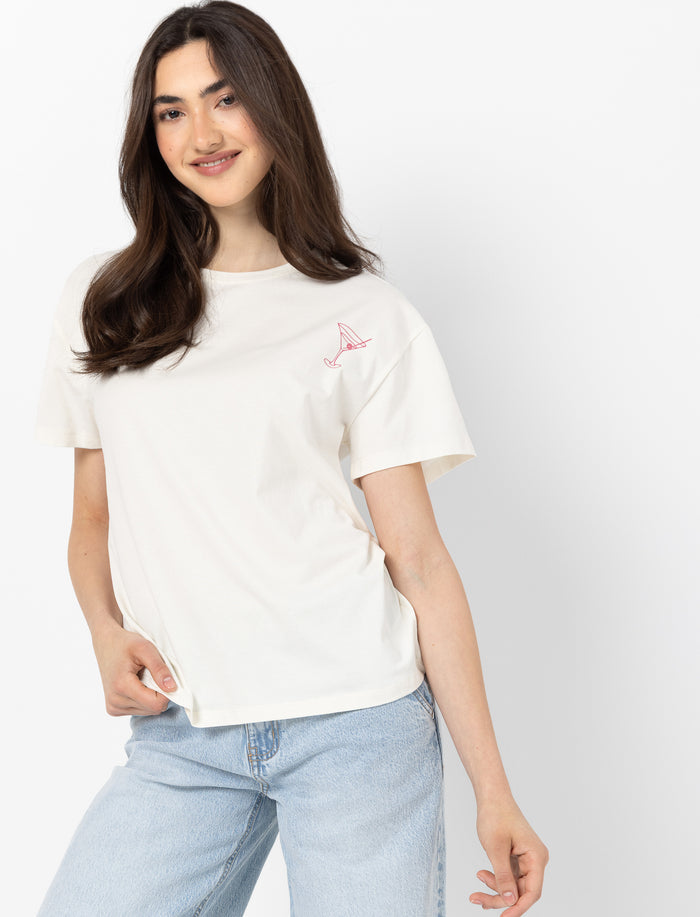 T-shirt à manches courtes imprimé au dos pour femme