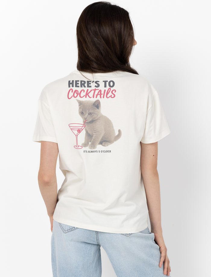 T-shirt à manches courtes imprimé au dos pour femme