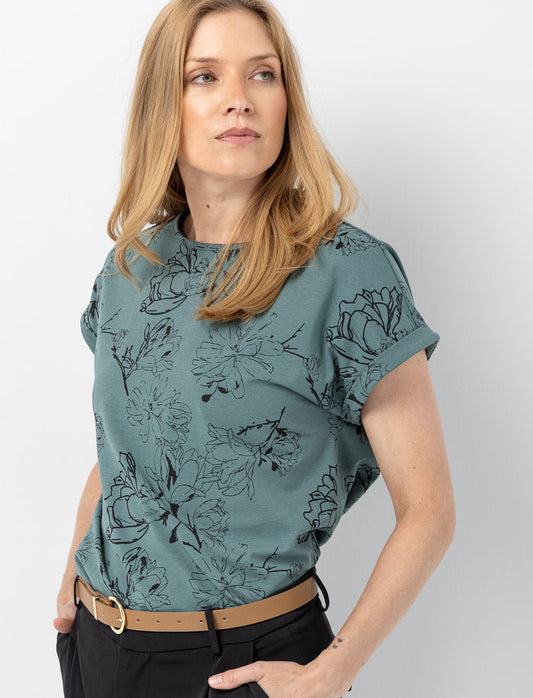 T-shirt à motif à manches dolman pour femme