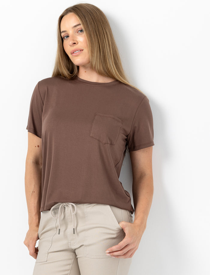 T-shirt à poche en modal pour femme